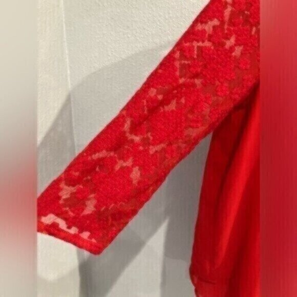 JohnPaulRichard Lace Embroidered Blouse Red Feminine Contemporary Office - Picture 3 of 8
